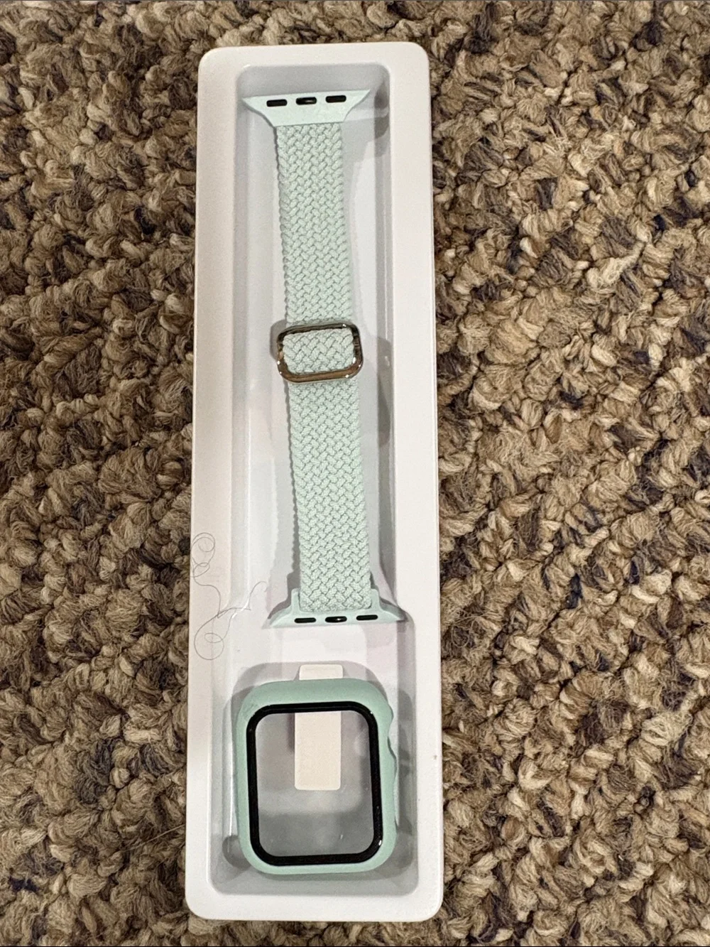 Mint Green Braided Watch Band with Protective Case - Compatible Wearable